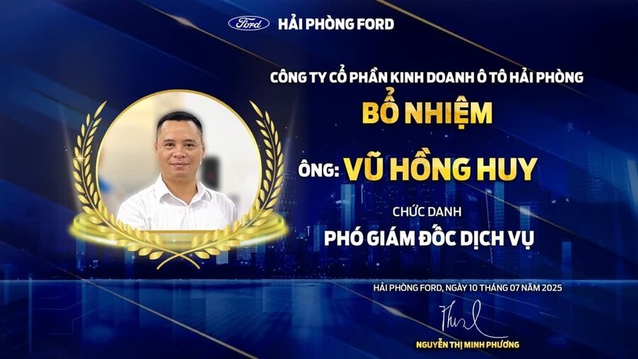 Hải Phòng Ford Bổ Nhiệm Phó Giám Đốc Dịch Vụ