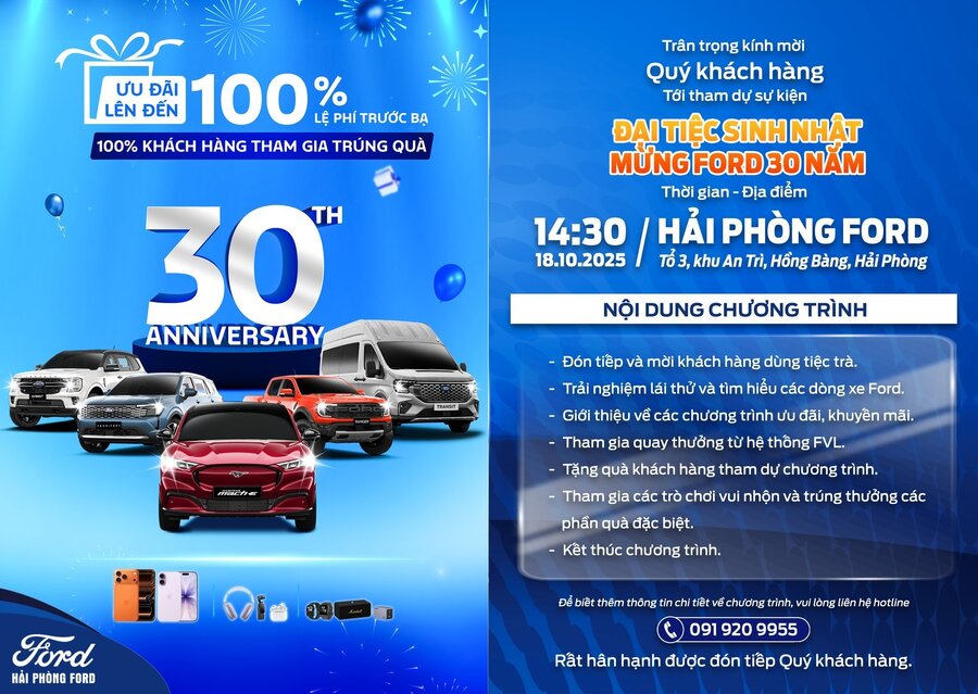 Thư Mời Tham Dự Đại Tiệc Sinh Nhật Ford 30 Năm Tại Hải Phòng Ford