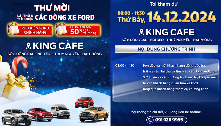 Thư mời tham gia sự kiện lái thử các dòng xe Ford tại Thuỷ Nguyên - Hải Phòng