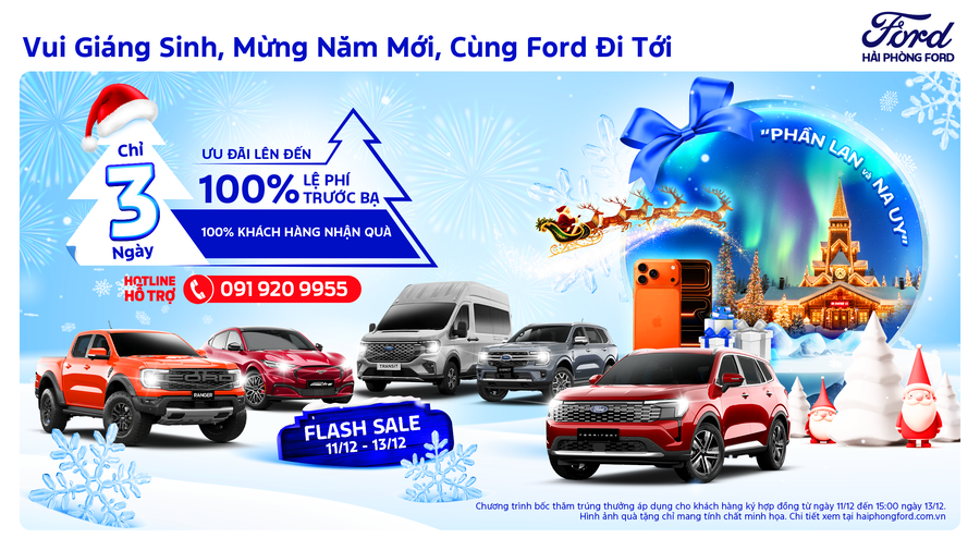 Ưu Đãi Cuối Năm 2025 – “Vui Giáng Sinh & Đón Năm Mới Cùng Ford” tại Ford Hải Phòng
