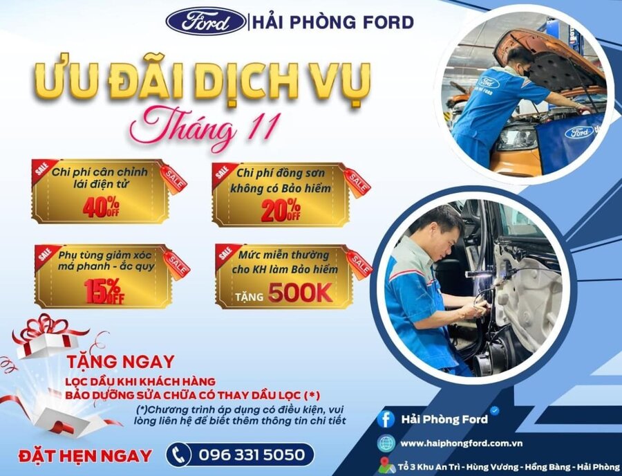 ƯU ĐÃI DỊCH VỤ THÁNG 11 TẠI HẢI PHÒNG FORD